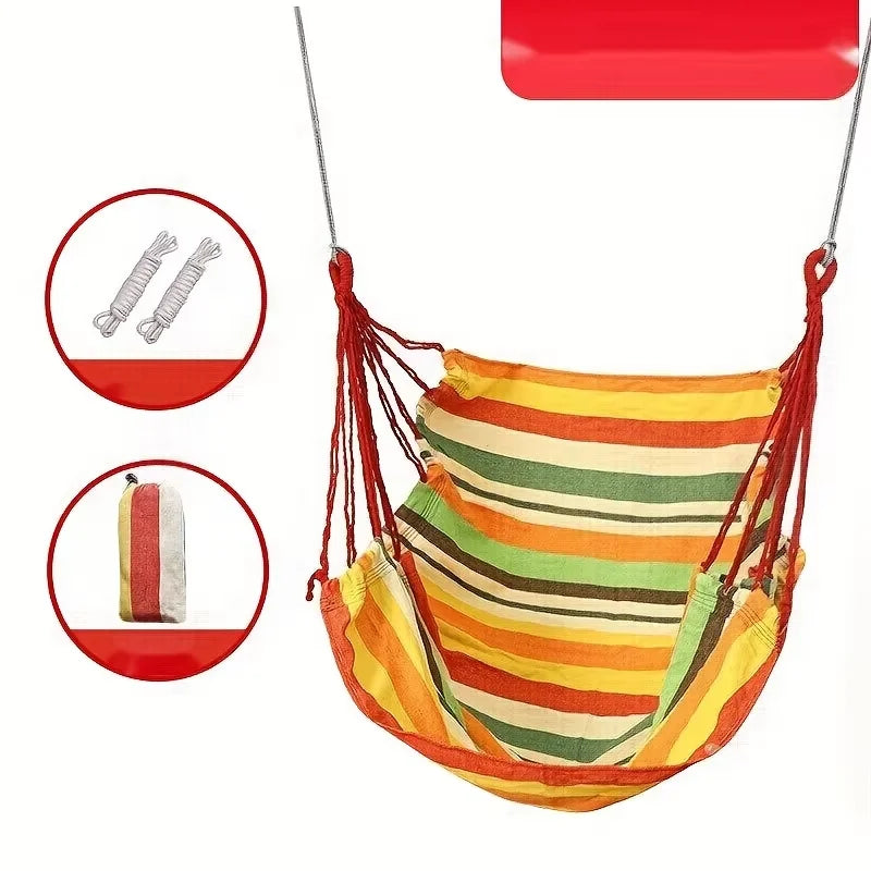 Outdoor Thickened Canvas Hammock Camping Outdoor Swing Net Hed Anti Rollover Striped Hanging Chair Hammock