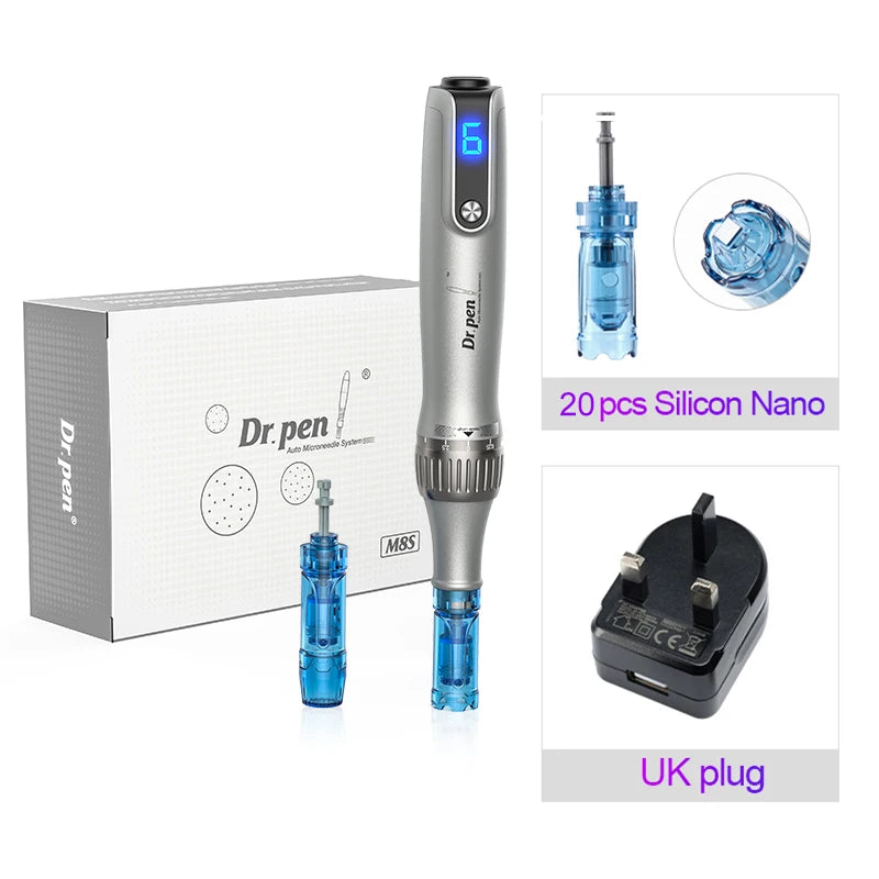 Authentic Dr pen Ultima M8S With 22 pcs Needle Pin Anti Back Flow Microneedling Pen Skincare Wireless  Derma Pen Beauty Machine