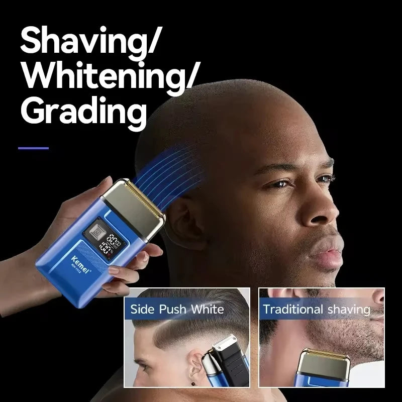 Kemei KM-1112 USB Charging IPX5 Waterproof Shaver 2 in1 Men's Rechargeable Electric Beard Razor Floating Forward Shaving Machine