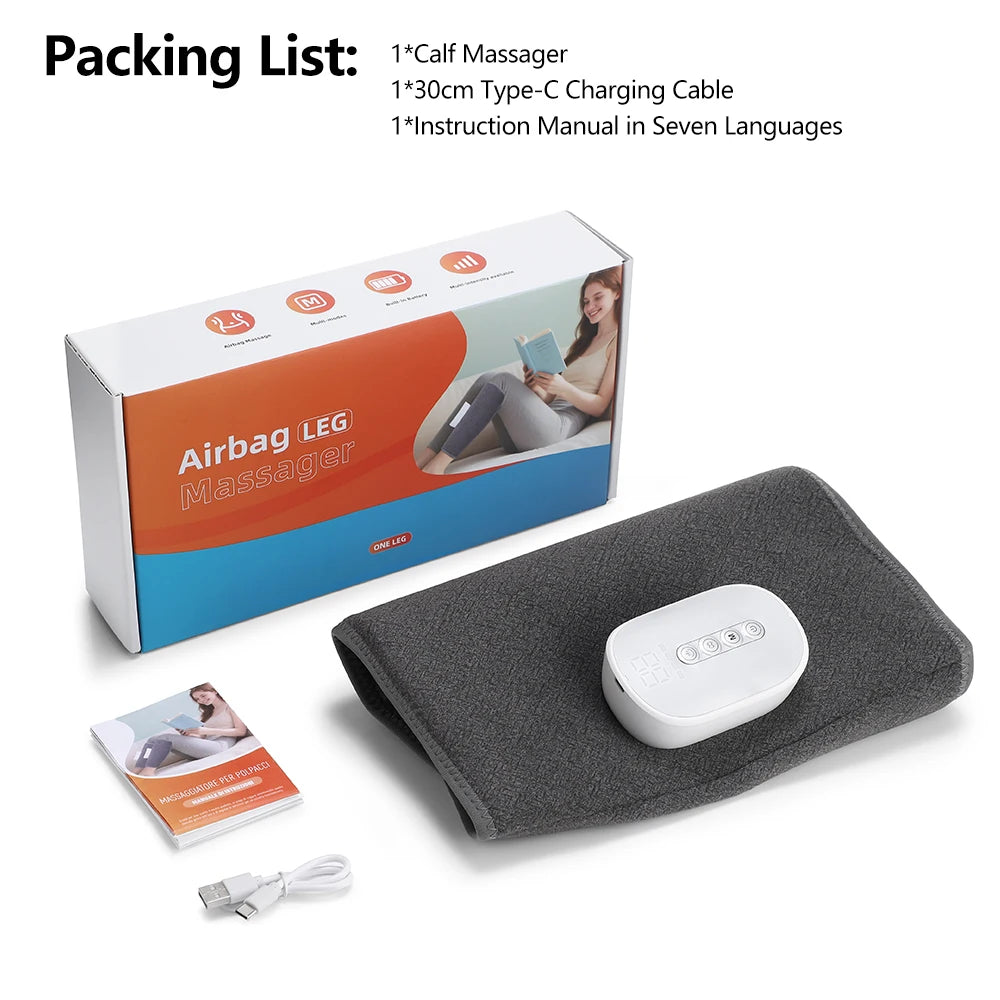 Blood Circulation Calf Massager with 4 Heat 8 Intensities Electric Airbag Compression Leg Massage Wrap Foot Muscle Relaxation