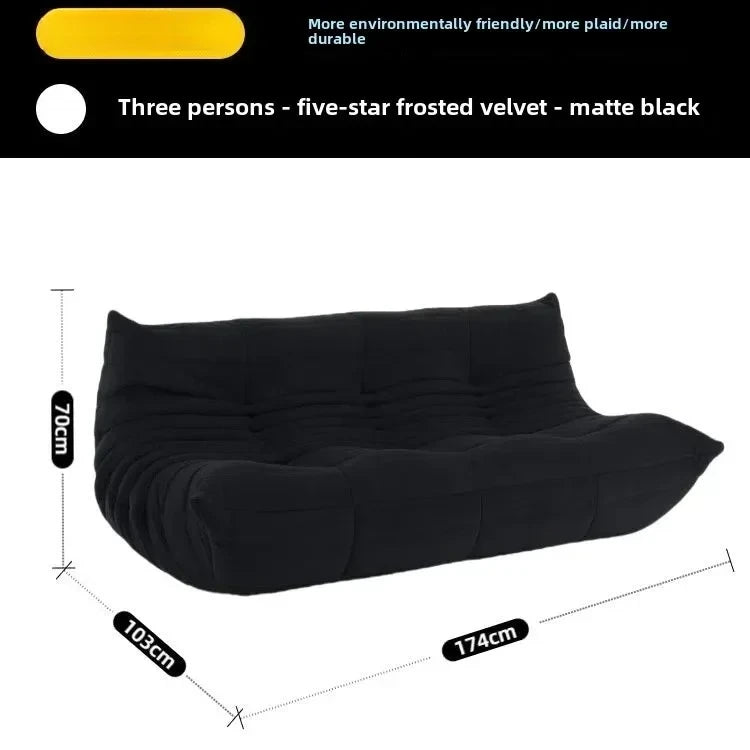 Fashion Freehand Space Original First Layer Cowhide Three-person Italian Minimalist Togo Caterpillar Lazy Sofa Lazy Sofa