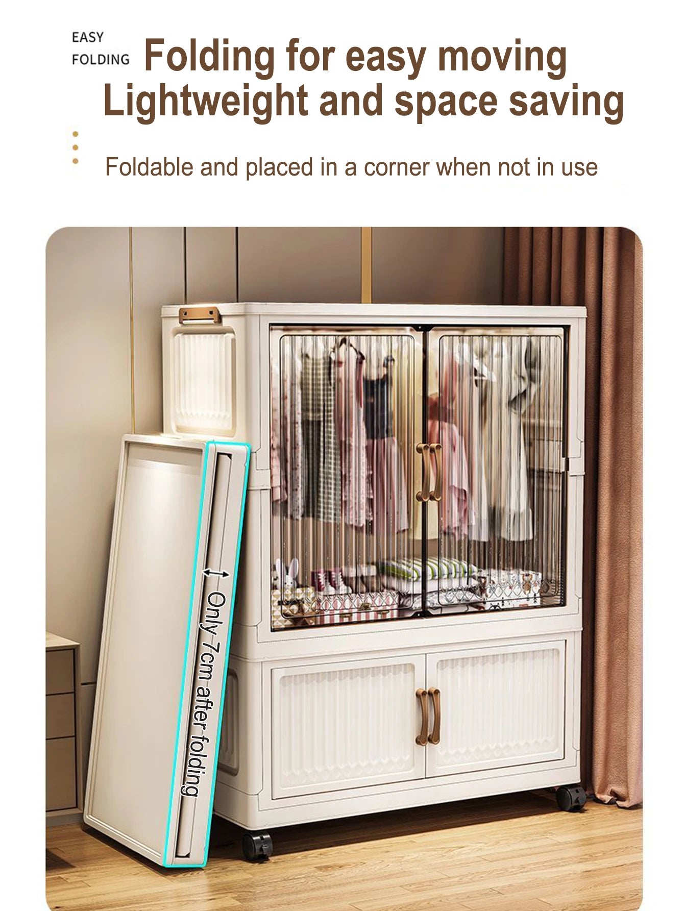 70/80cm Length Multifunction Folding Locker Large Capacity Dustproof Wardrobe Sundries Cabinet Closet Organizer
