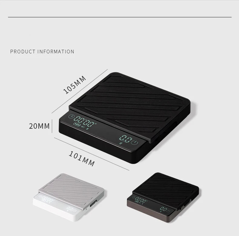 Rechargeable High Precision Coffee Scale Flow Rate Monitoring Mini Electronic Weighing Scale for Espresso Outdoor & Kitchen Use