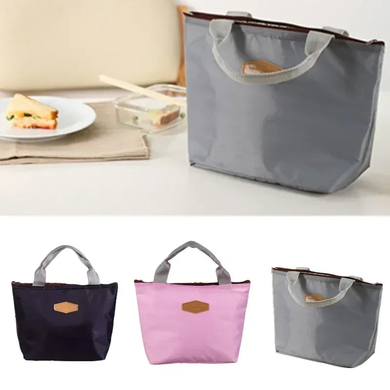 Lunch Box Camping Picnic Lunch Bag Solid Color Portable Insulated Refrigerated Cold Food Cooler Thermal Bag Handbag Hot