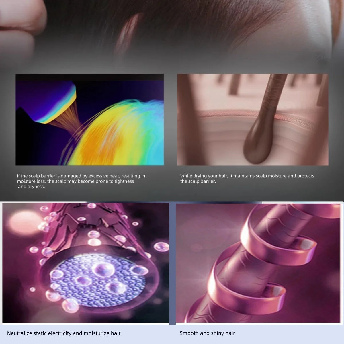 High-speed electric professional hair dryer negative ion hair care fast drying large wind power silent air blower hair dryer