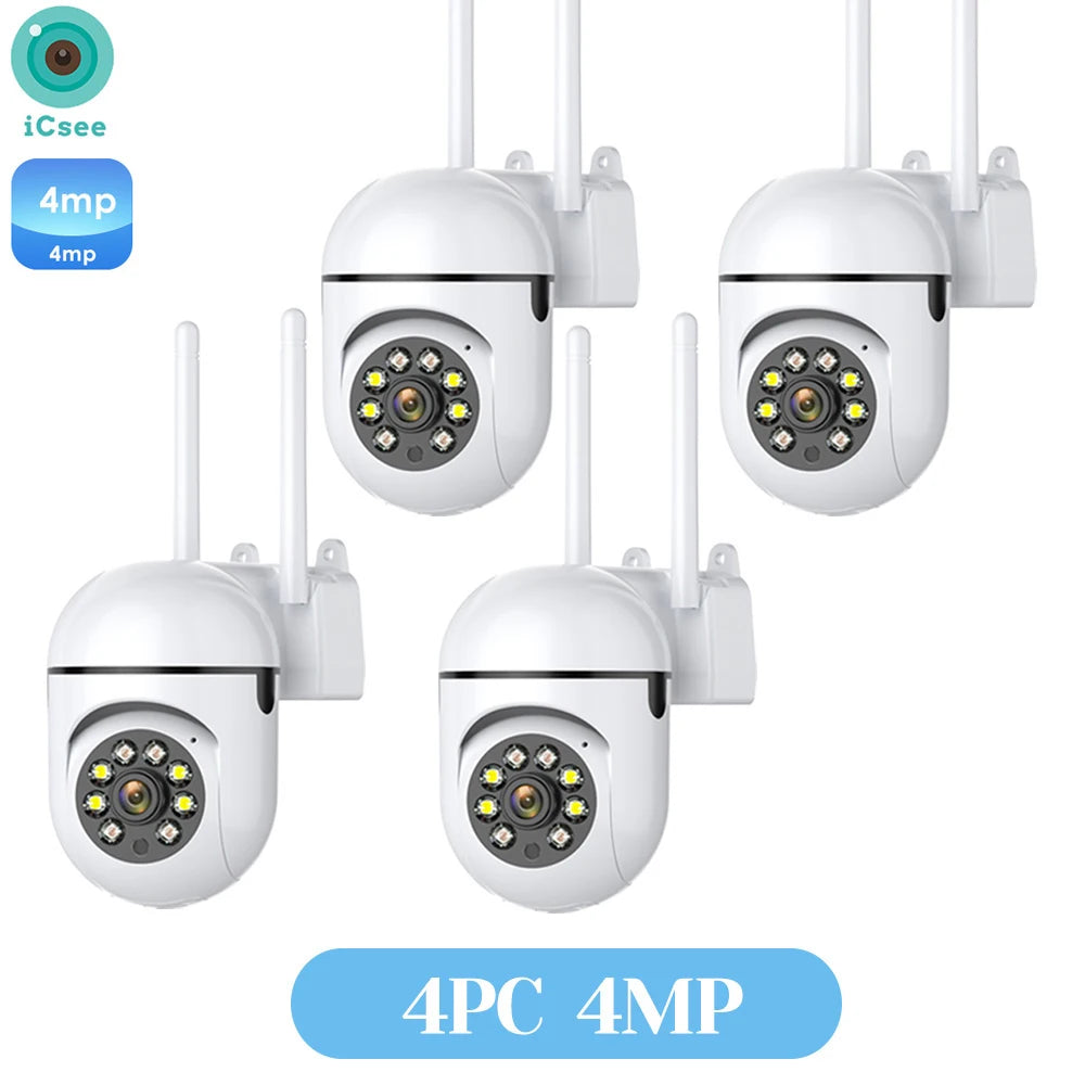 4MP Wifi Camera Outdoors 2K HD Security PTZ IP Camera AI Auto Detect Tracking Indoor Baby Night Color Camera Surveillance ICSee