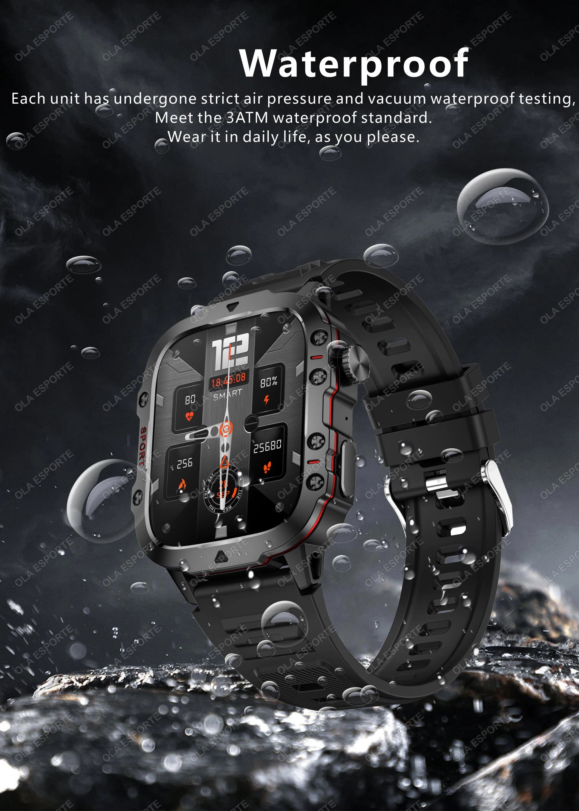 2025 New Military Smart Watch Men IP68 5ATM Outdoor Sports Fitness Tracker Health Monitoring 1.81Inch Bluetooth Calls Smartwatch