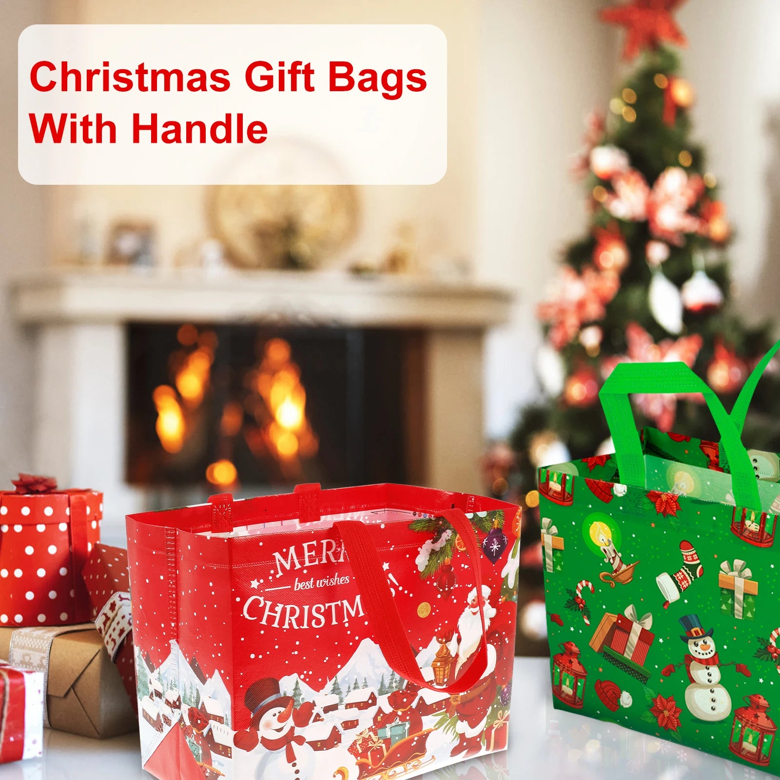 16/30Pcs Christmas Gift Bags Colorful Present Bags with Handle Large Capacity Santa Claus Favor Bags Reusable Christmas Shopping
