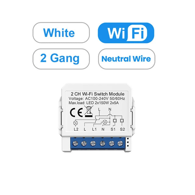 AVATTO Tuya WiFi Zigbee Smart Light Switch Module，Neutral Wire/No Neutral Wire Control DIY Breaker Work For Alexa, Google Home