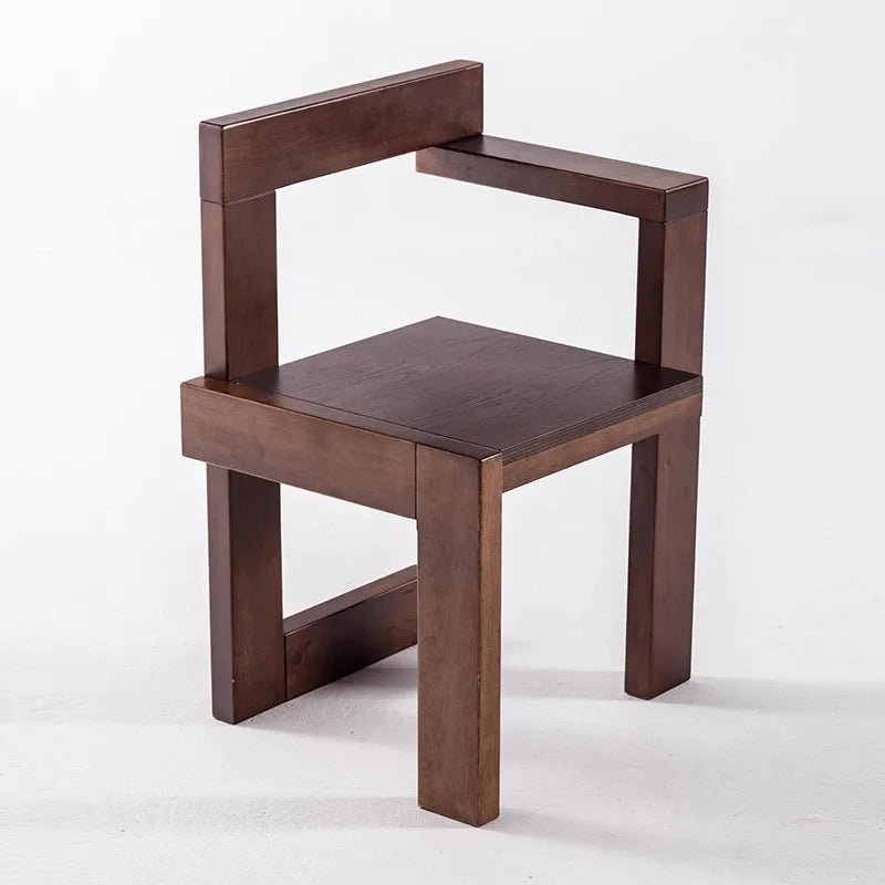 Mid Century Modern Solid Wood Building Block Chair Vintage Inspired Simplistic Leisure Dining Chair Design Creative Accent Seat