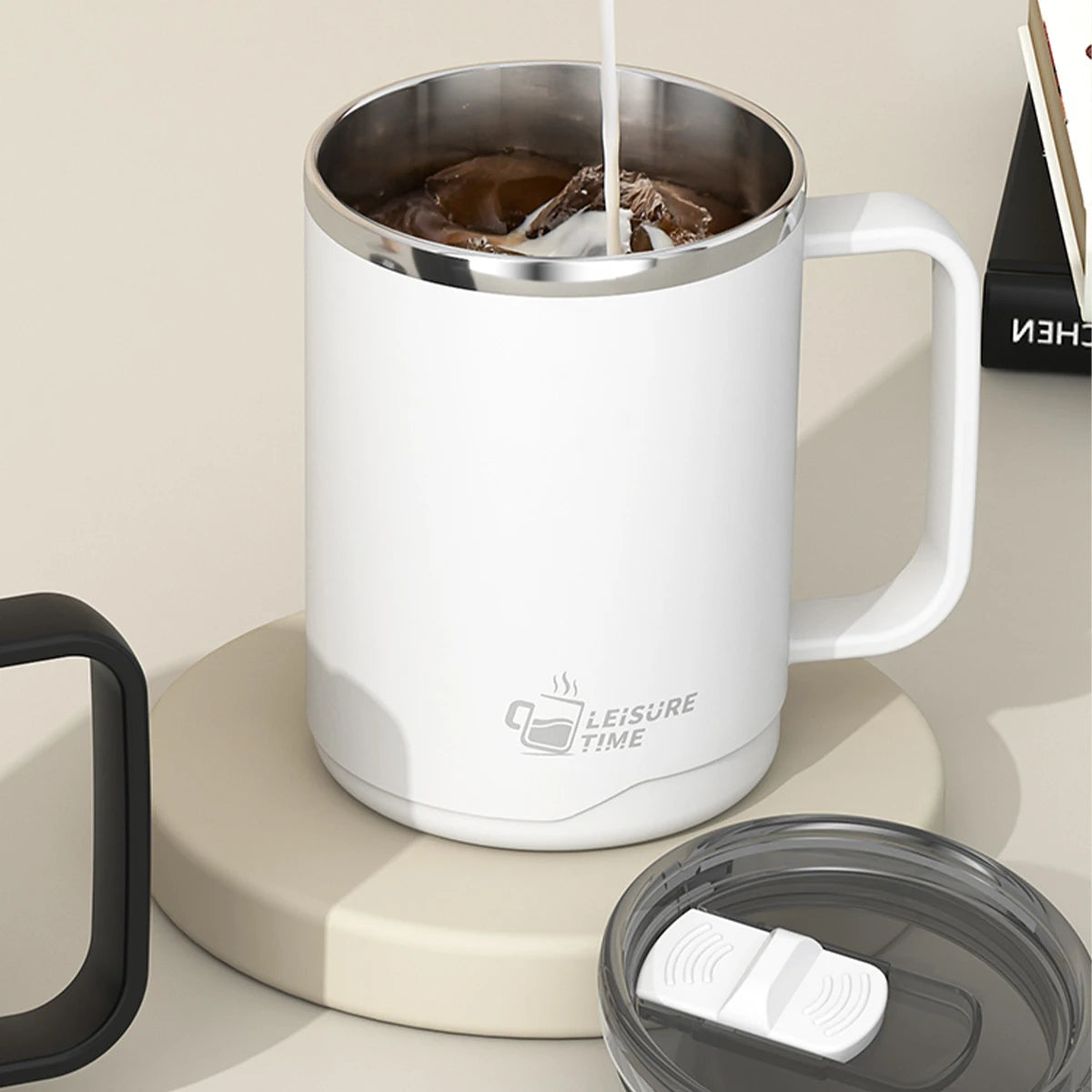 500ml Double-layer Mug 304 Stainless Steel Insulated Coffee Cup With Handle Portable Sealed Water Cup Drinkware For Student Kid