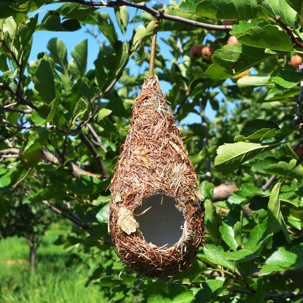 1/2PCS Bird House Natural Grass Hummingbird Bird Nest Fiber Hand-Woven Roosting Nest Bird Hut for Yard Decoration