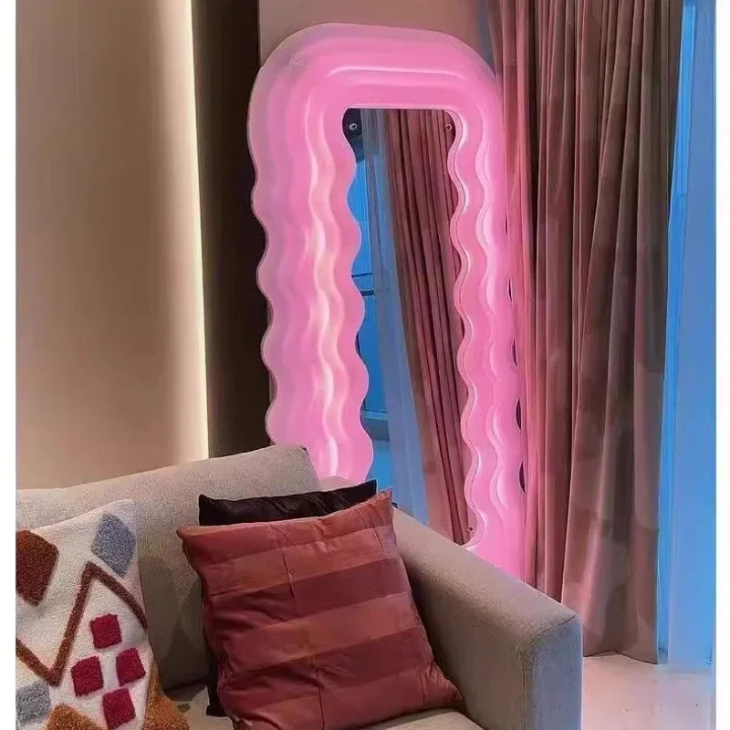 Luxury Furniture Nordic  clothing store  body lamp fitting mirror wave floormirror bedroom home cloakroom mirror bathroom decor