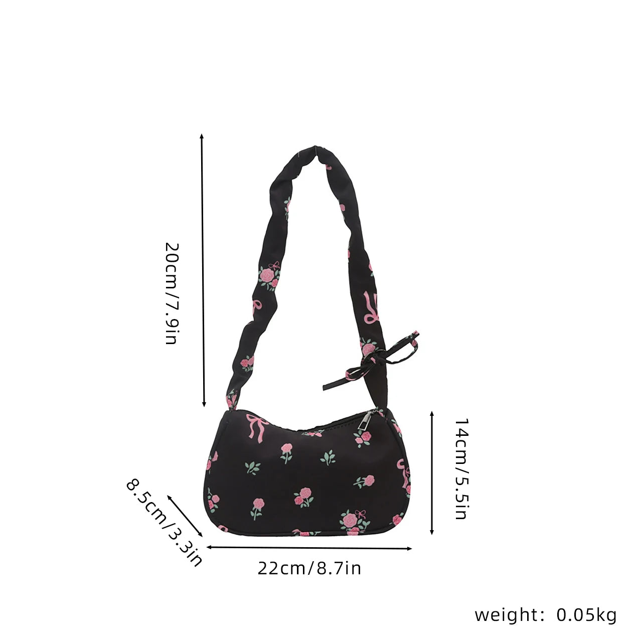 New Korean Girl Handbags Cute Flower Bow Print Crossbody Bags Canvas Shoulder Bags Outdoor Travel Women Keys Phone Messenger Bag