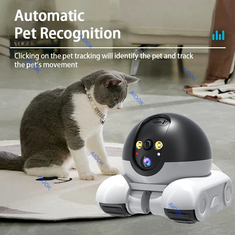 AIOOK Pet Mobile Camera HD 8MP 4K WIFI IP CCTV Baby Home Security Camera 2 Way Audio Intercom Night Vision PIR Control Mobile