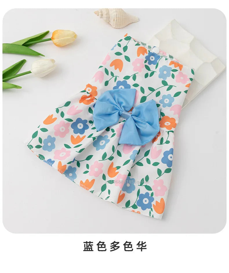 Small Dog Flower Princess Dress Kitty Teddy New Pet Clothes Cute Dog Skirt Summer Thin Pet Accessories Chihuahua Apparel