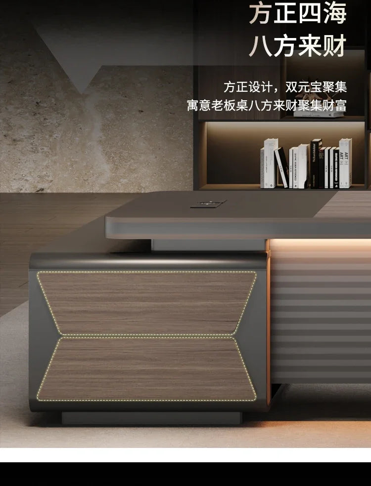 L-shaped luxury chairperson's room manager chair combination simple modern president's desk furniture Executive Office Desk home