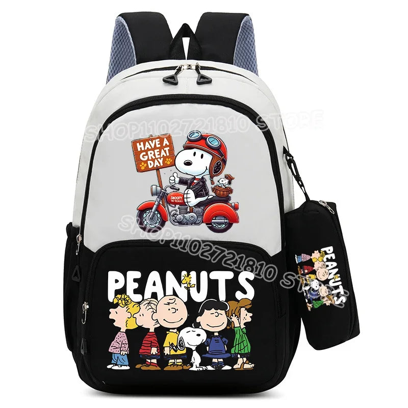2pcs Snoopy School Bag Boys Girls Large Capacity Water-repellent Student Backpacks High Value Cute Cartoon Print Bookpack Gift