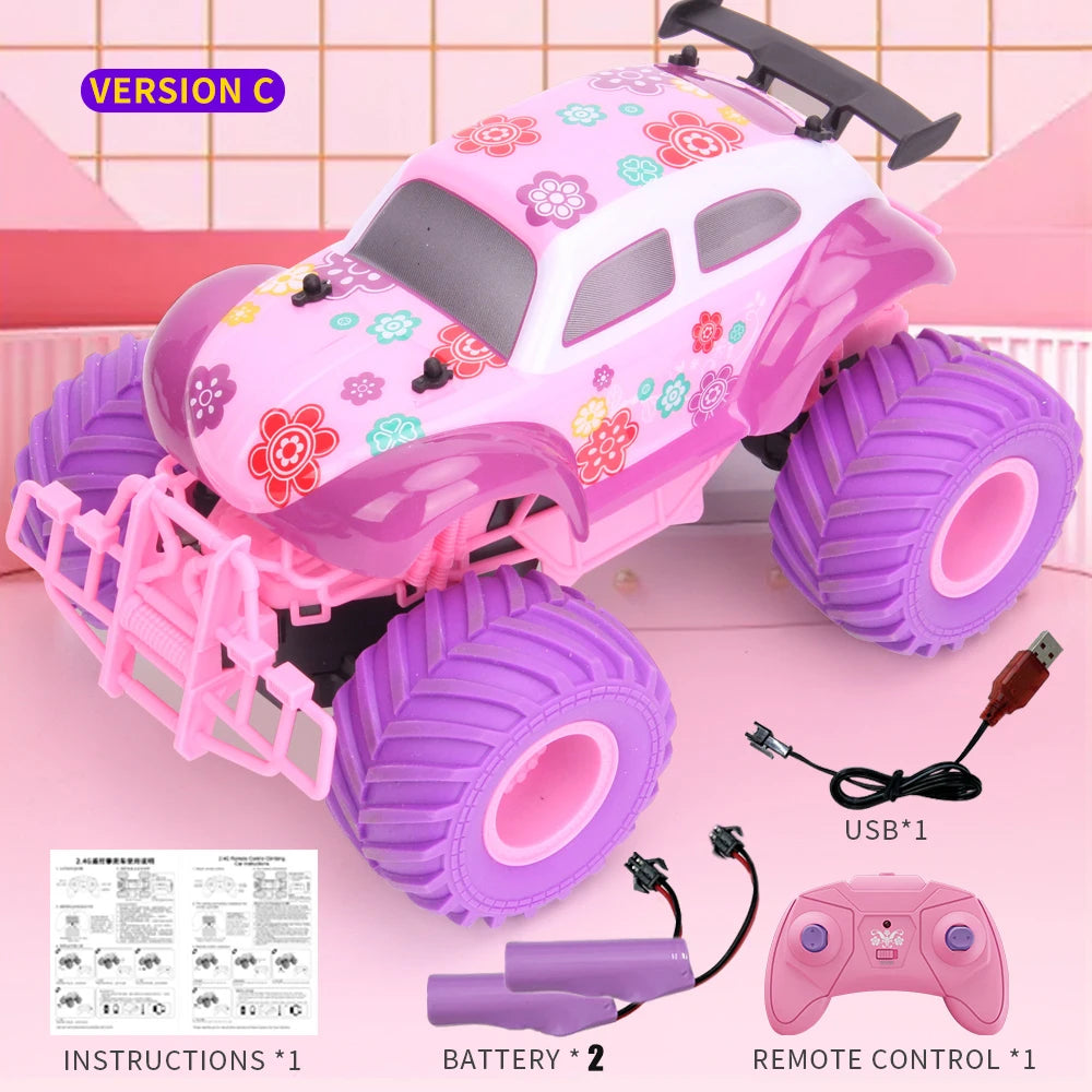 Pink RC Car Pickup Truck Electric Climbing Drop-resistant Stunt Remote Control Toy For Children Party Gift Christmas Ornament