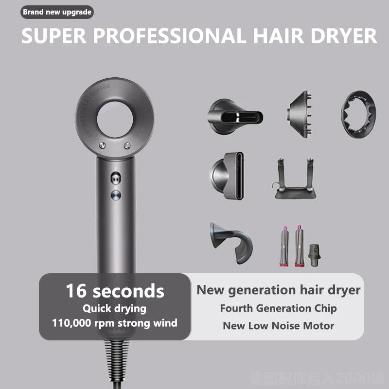 NEW High-power Leafless Hair Dryer 110,000 Rpm Professional 200 Million Negative Ion Hair Care Quick-drying Household Hair Dryer
