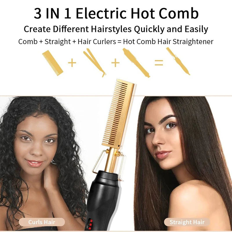 Hot Comb Straightener Electric Hair Straightener Portable Hot Comb Electric Hot Comb For Wigs