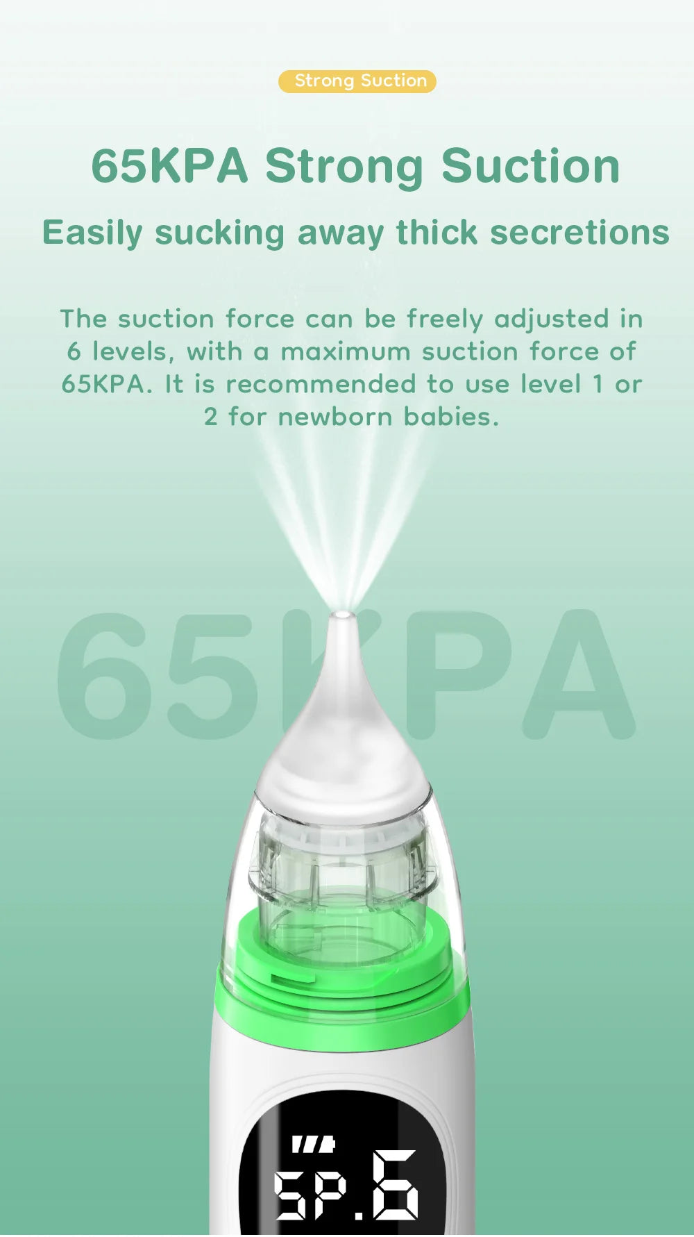 MAMIJOY Baby Electric Nasal Aspirator Nose Suction Device with Food Grade Silicone Mouthpiece 6 Suction Modes and Soothing Music