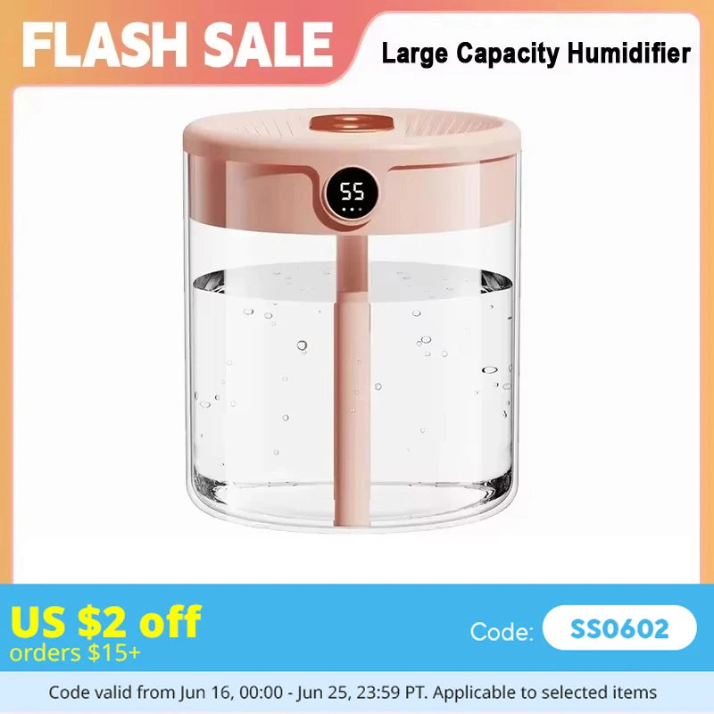 2L Humidifier Household Small Large Capacity Mute Bedroom Usb Office Desktop Portable Student Two Port Spray Water Supplement