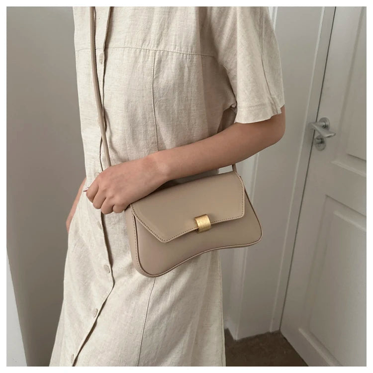 Simple Metal Buckle Handbag MessengerBag, Stylish and Versatile Shoulder Underarm Bag, Chic Baguette Bags for Women Daily Use