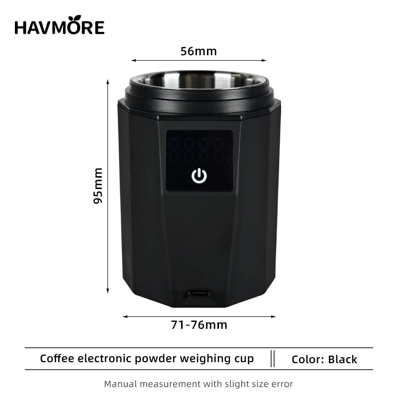 Portable Usb Rechargeable 500G/0.1g LED Display Screen Multiple Functions 304 Stainless Steel Coffee Electronic Scale Dosing Cup