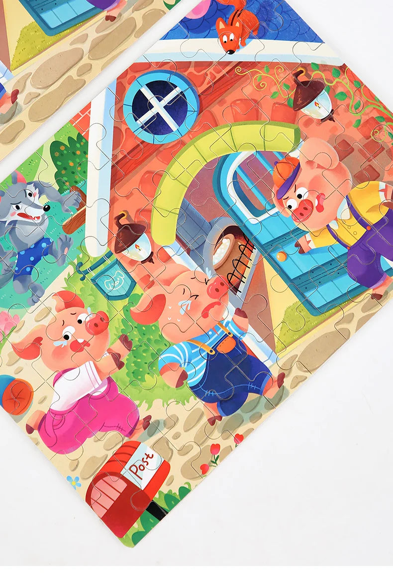 Clearance_60PCS Wooden Jigsaw Color 3D Puzzle Cartoon Characters Animal Early Educational Learning Logical Thinking Focus Puzzle