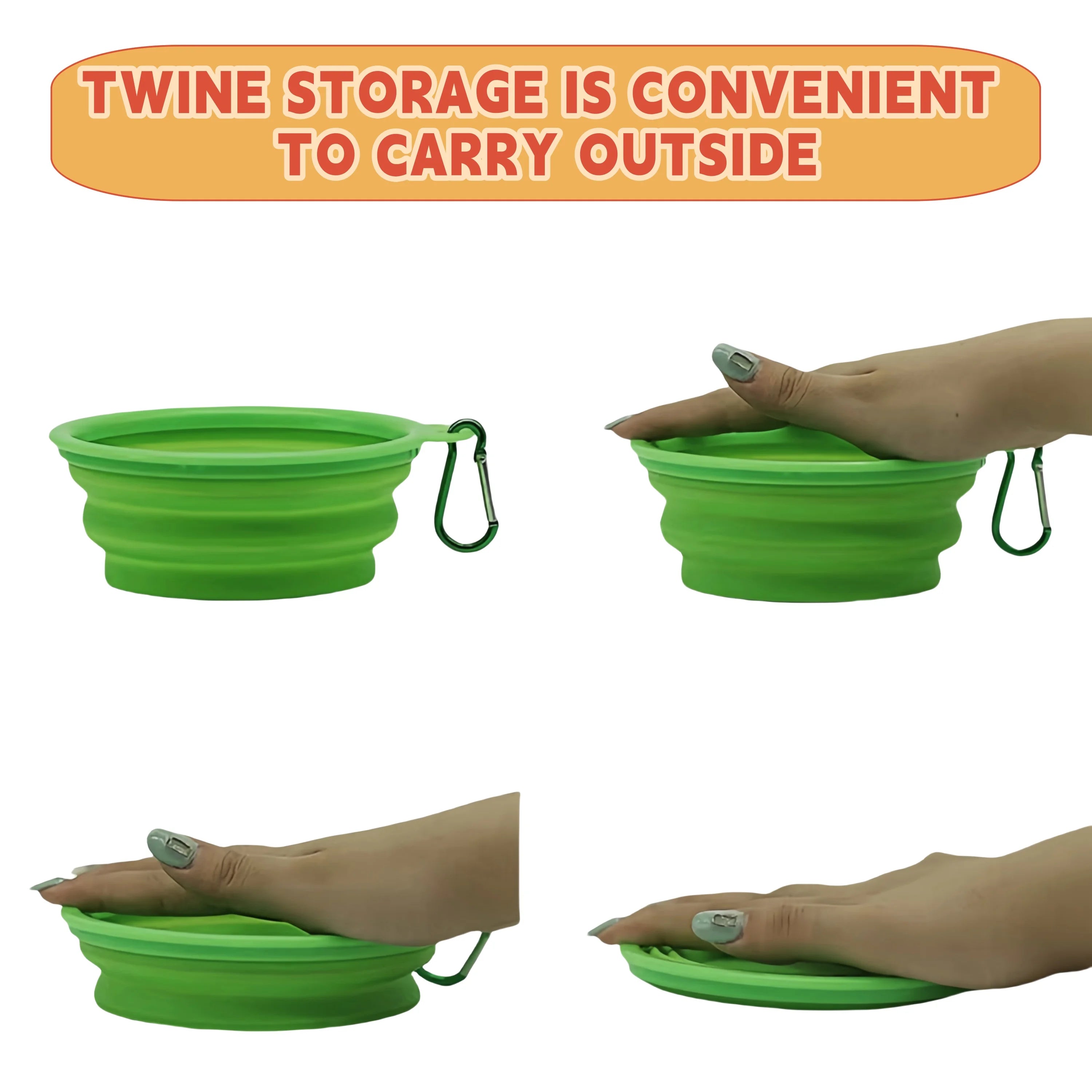 2pcs Collapsible Pet Silicone Dog Food Water Bowl Outdoor Camping Travel Portable Folding Supplies Dishes with Carabiner