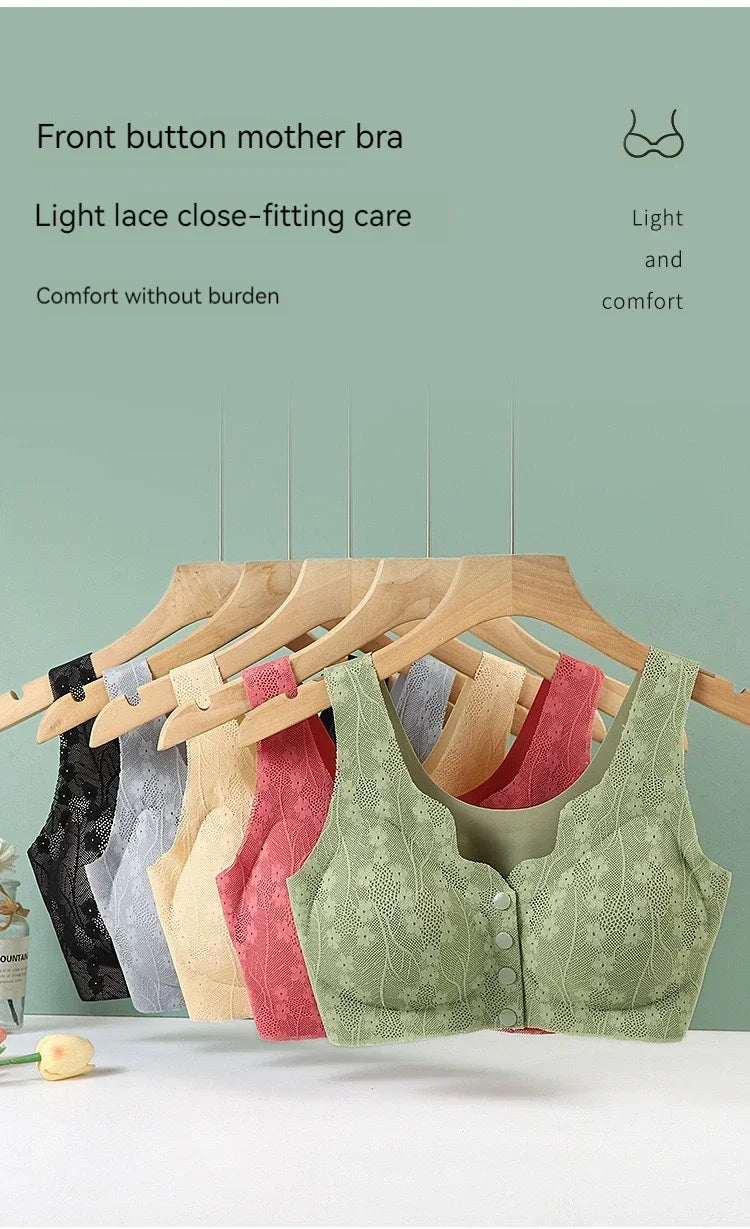New Sexy Lace Without Steel Ring Front Buckle Thin and Seamless Pregnant Women Gather for Breastfeeding Bra Mom's Underwear