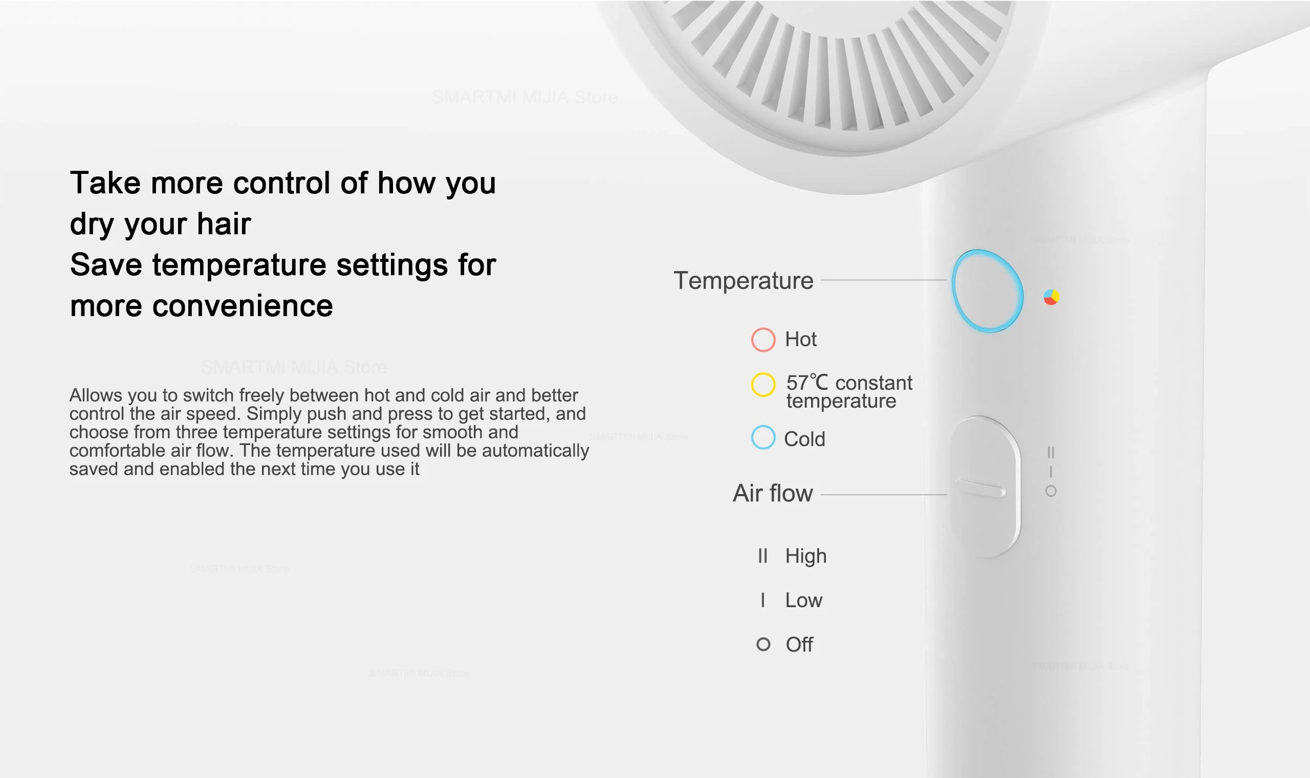 XIAOMI MIJIA Negative Ionic Hair Dryer H300,Constant temperature 57°C,Professional 1600W Blow Dryer,220V CN Version With Adapter