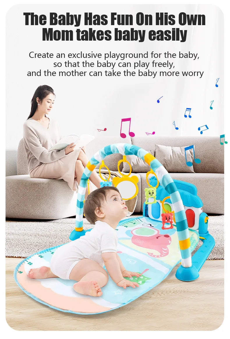Baby Activity Gym Music Rack Early Education Toy Gifts Newborn 0-36 Months Piano Keyboard Infant Crawling Blanket Pedal Play Mat
