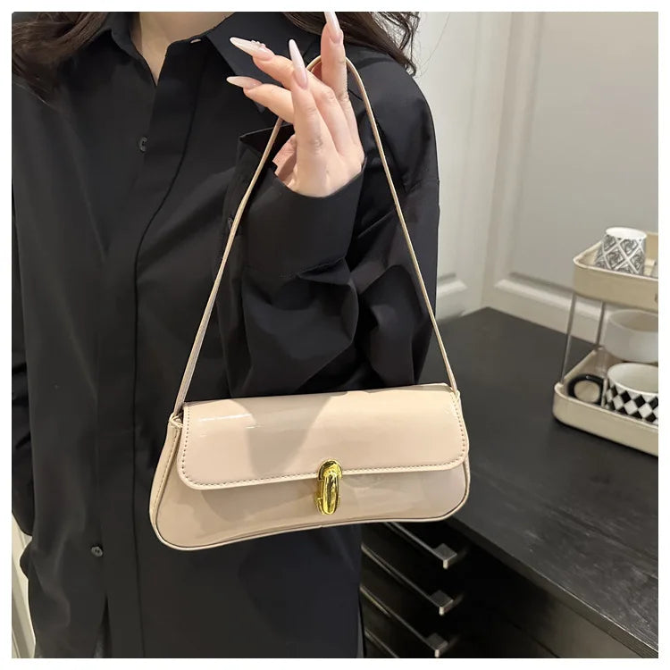 Women's Vintage Faux Oiled Leather Flap Decor Shoulder Underarm Bag, Buckle Baguette Tote Bag Suitable for Dating, Outing, Party