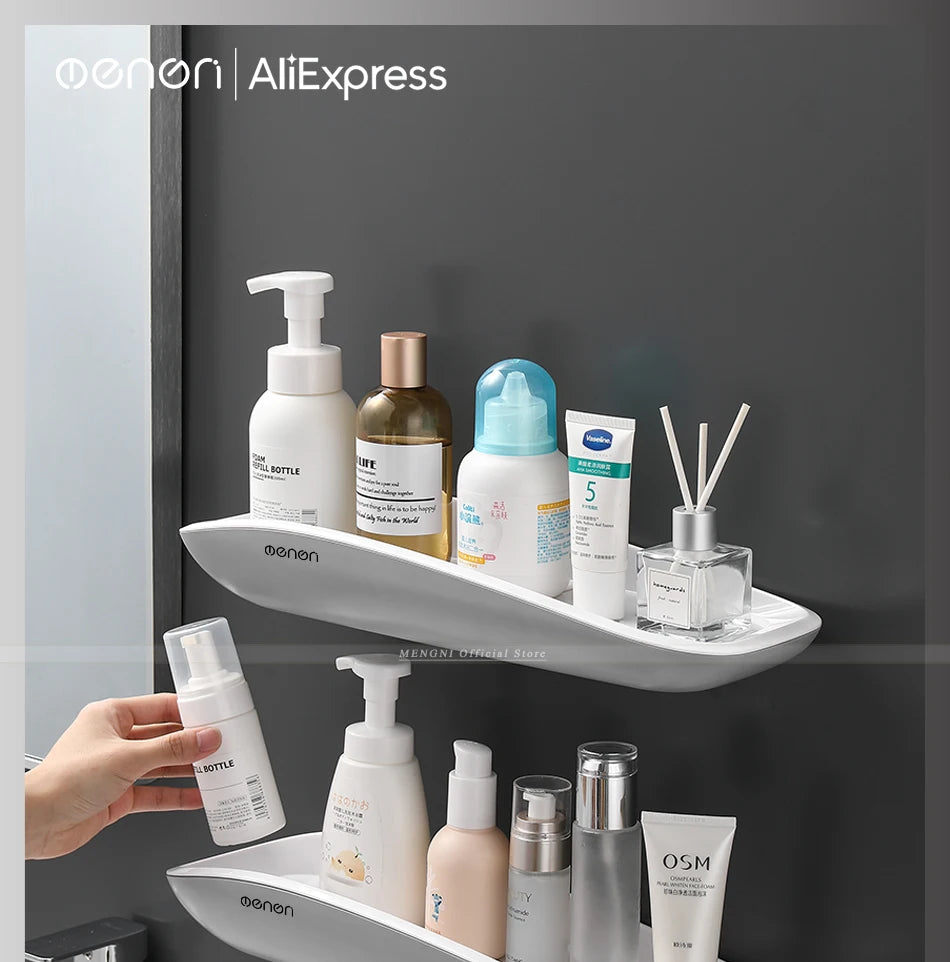 Bathroom Shelf Storage Rack Holder Wall Mounted Shampoo Spices Shower Organizer Bathroom Accessories with Towel Bar