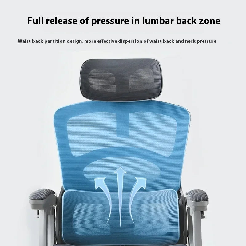 Ergonomic Office Chair Liftable Mesh Computer Chair with 4D Lumbar Support Home Office Swivel Chair with Latex Seat Cushion