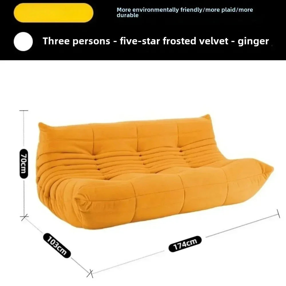 Fashion Freehand Space Original First Layer Cowhide Three-person Italian Minimalist Togo Caterpillar Lazy Sofa Lazy Sofa