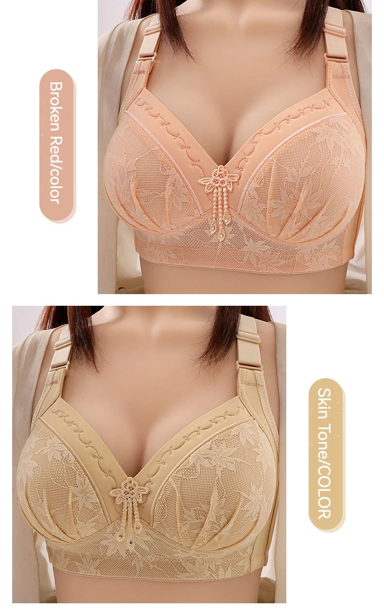 New Lace Printed Oversized Pregnant Women's Breastfeeding Underwear Comfortable Without Steel Ring Gathering Anti Sagging Bra