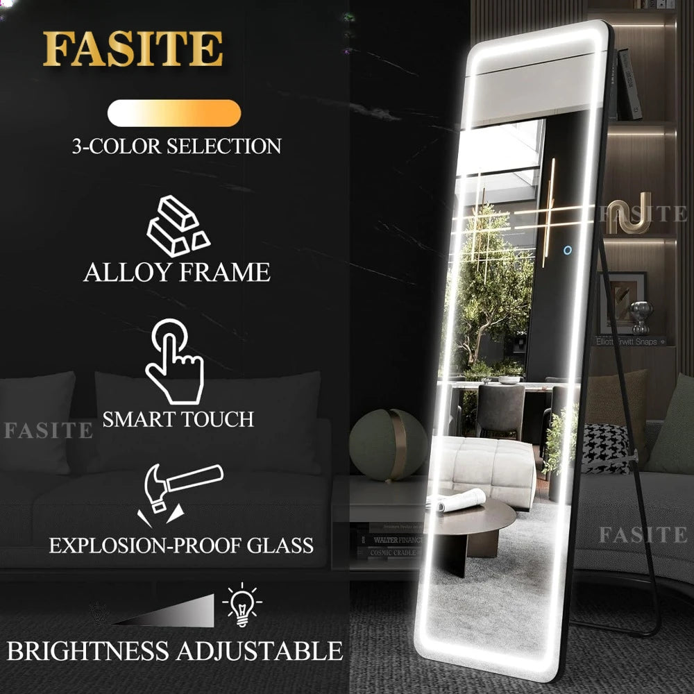 Large Full Body Mirror With Led Light Wall Mounted Hanging Mirror With Lights-Makeup Vanity Mirror Mirrors Length Floor Standing