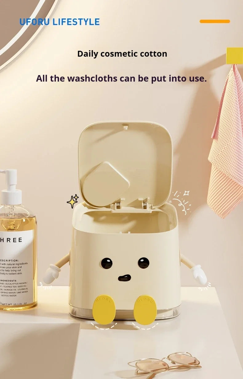 1pcs Desktop Mini Trash Can Press To Open The Cover Plastic Trash Can Household Living Room Bedroom Rubbish Storage Bucket