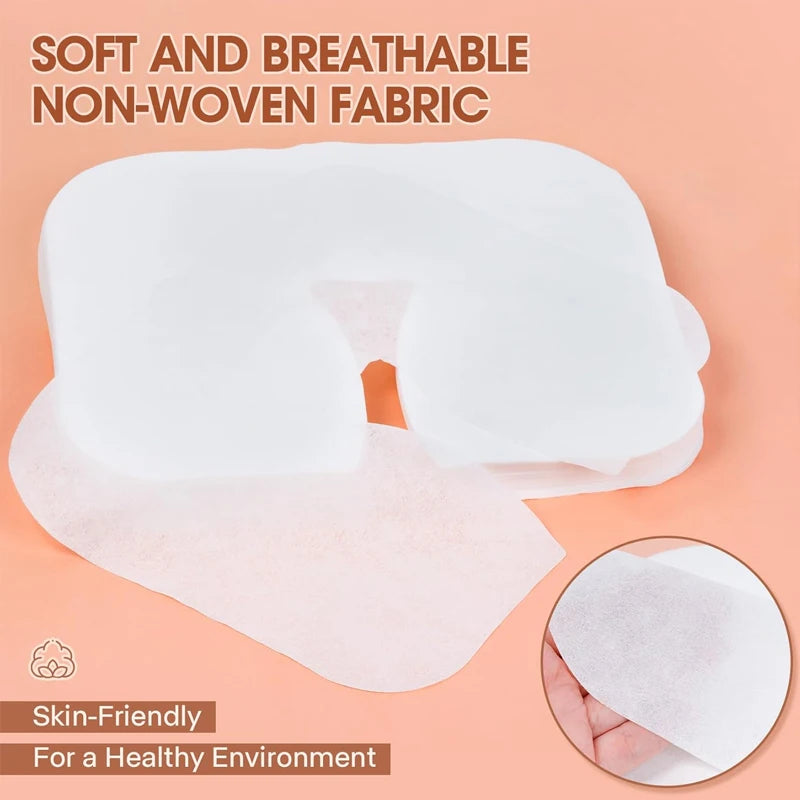 500/100pcs Disposable Face Cradle Covers Headrest Massage Pillow Paper Soft Non-Woven Face Covers for Spa Salon Beauty Supplies