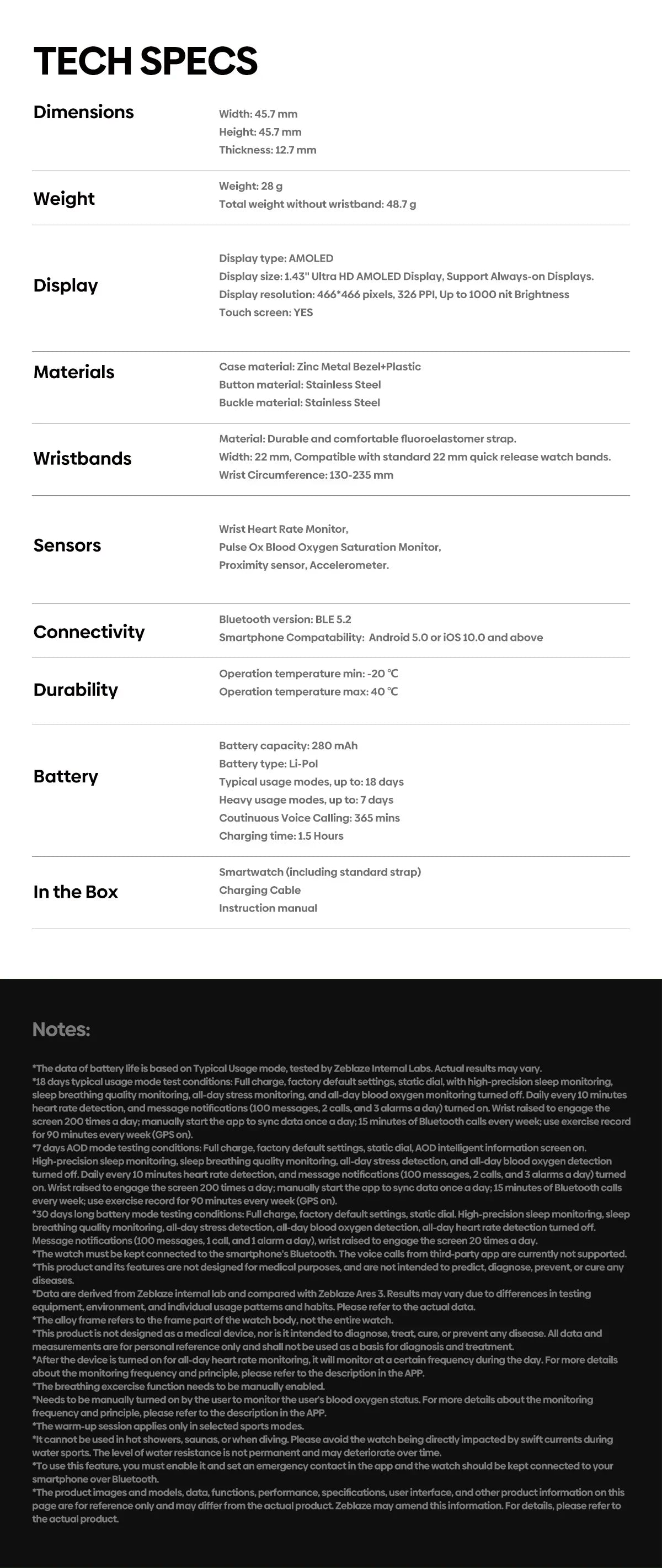 New Zeblaze Ares 3 Plus 1.43'' HD AMOLED Display Voice Calling Smartwatch New 3D Interactive Health&Fitness Tracking Smart Watch