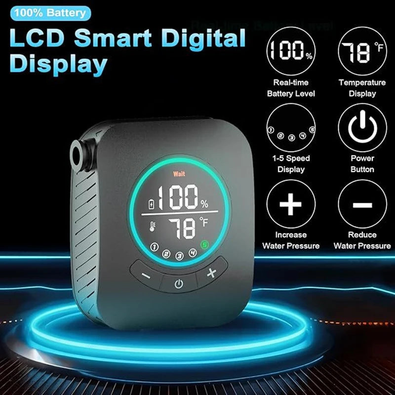 Camping Shower 3.6V 8000mAh IPX8 Rainproof  Portable Power Supply for Outdoors Rechargeable Camp Shower Outdoor Shower