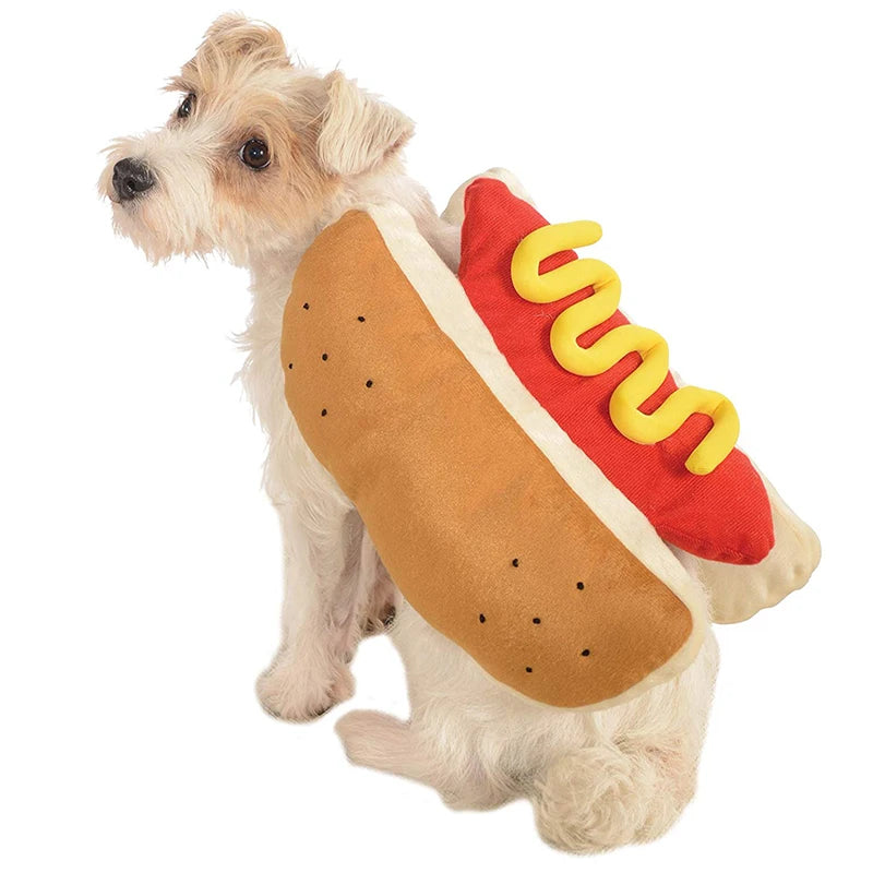 Dog Funny Halloween Costumes Hot Dog Shaped Dachshund Sausage Adjustable Clothes Pet Apparel Dressing Up Cat Party Costume Suit