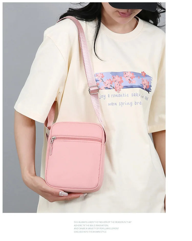 Mickey Minnie Disney Women Pink Shoulder Bag Fashion Mini Oxford Mobile Phone Bag Crossbody Bag Kawaii Ladies Waist Pack Gift