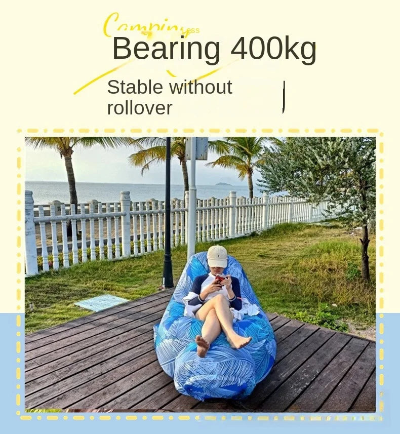 New Explosion-Proof Inflatable Lounge Chair, Light Luxury Portable Lazy Inflatable Bed That Can Sit or Lie Down, Beach, Hiking