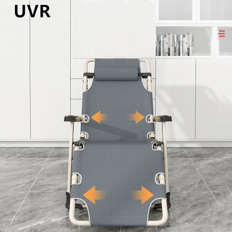UVR Recliner Foldable Outdoor Beach Chair Office Lunch Chair Home Computer Chair Backrest Chair Adjustable Balcony Armchair Bed