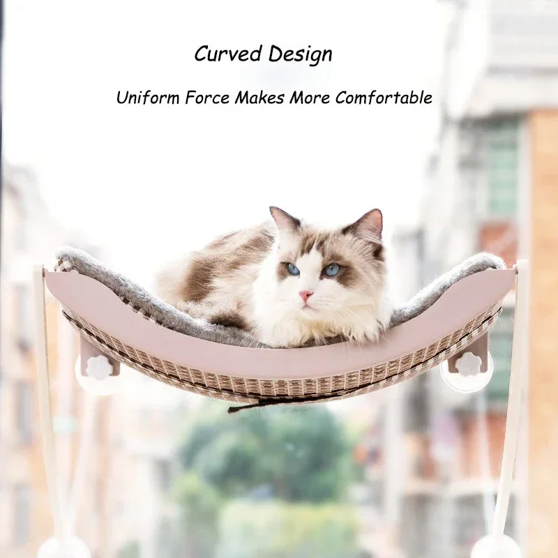 Cat Hammock Bed Comfortable Removable Arctic Fleece Sunbathe Cushion with Suction Cup for Balcony Windows Cats Hanging Beds