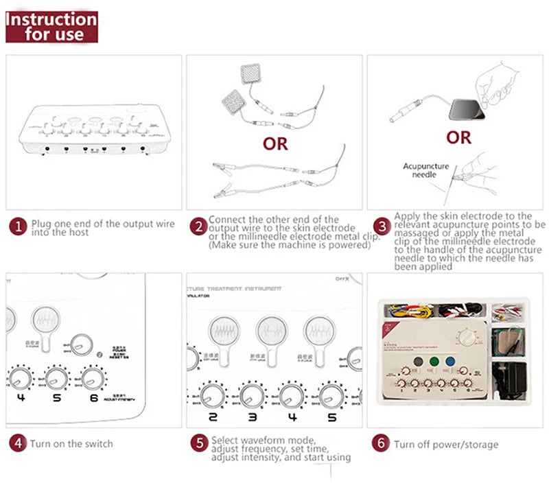 EMS Electroacupuncture Stimulation Massage Instrument 6 Waveform Output Low-Frequency Muscle Stimulation For Relaxation Therapy